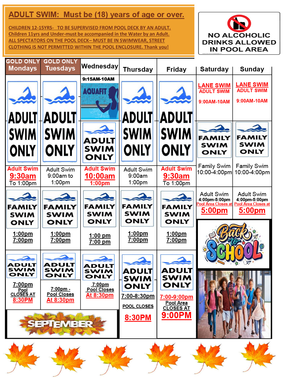 SWIM SCHEDULE